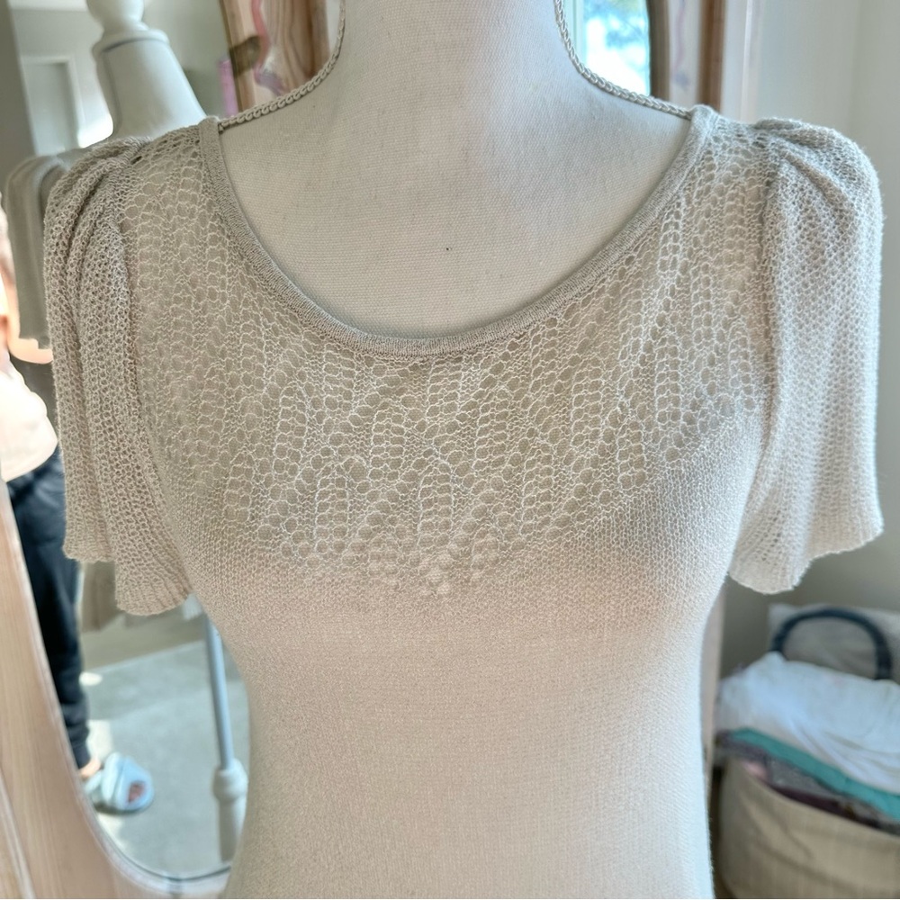 Frenchi Silvery Gray Crochet Top